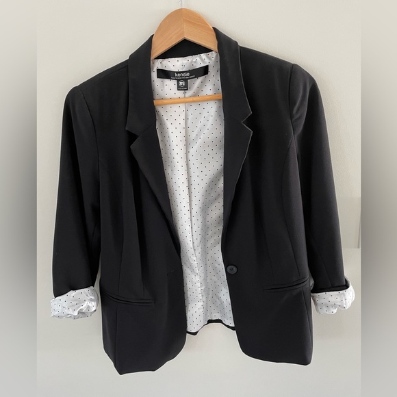 Kensie black fitted blazer with rolled sleeves M - Picture 5 of 5